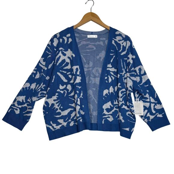 89th + Madison Abstract Open Cardigan Sweater Size 2X Star Sapphire Combo New - Picture 1 of 11